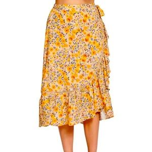 Lost + Wander Floral Wrap Skirt